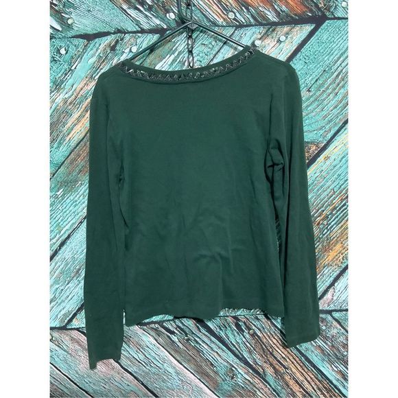 Talbots Green Bead Accent Neckline Size Medium 🍃🌿 - Picture 7 of 13